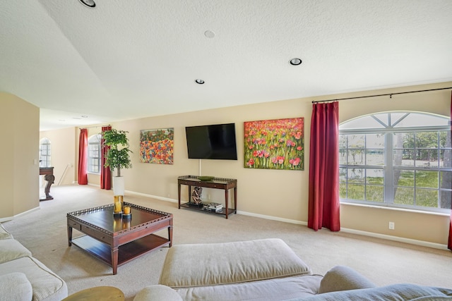 227 Legendary Cir, Palm Beach Gardens, FL 33418 - living area with carpet flooring, baseboards, a textured ceiling, and recessed lighting
