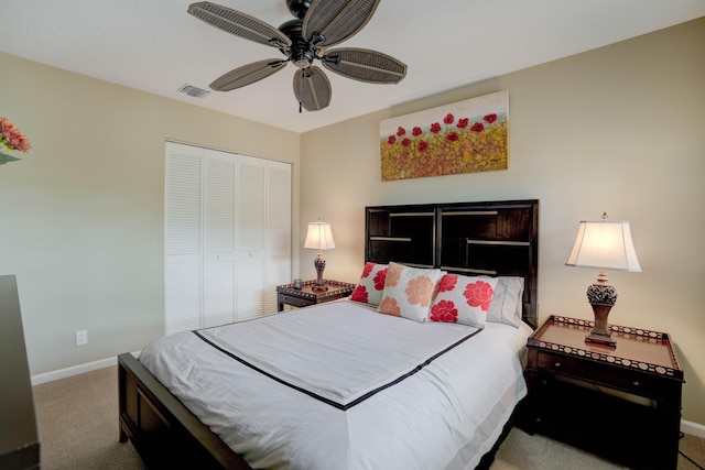 227 Legendary Cir, Palm Beach Gardens, FL 33418 - carpeted bedroom with a closet, baseboards, and ceiling fan
