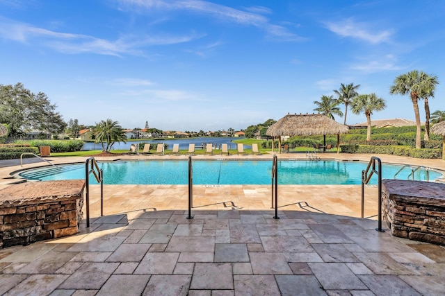 view of pool with a gazebo and a patio