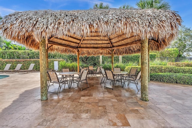 view of patio / terrace featuring a gazebo