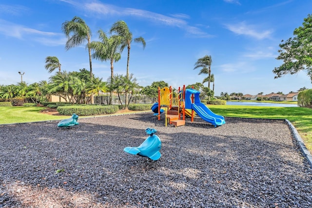 view of play area with a lawn