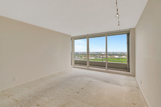 carpeted spare room featuring expansive windows