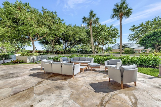 view of patio featuring an outdoor hangout area