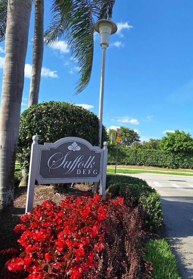 view of community sign