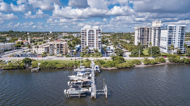 bird's eye view featuring a water view