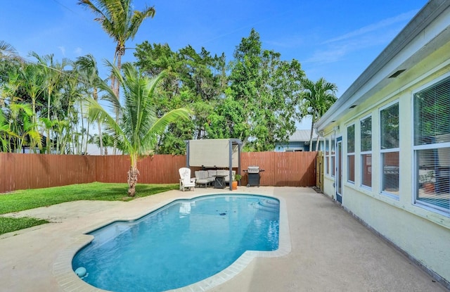 view of swimming pool featuring a patio