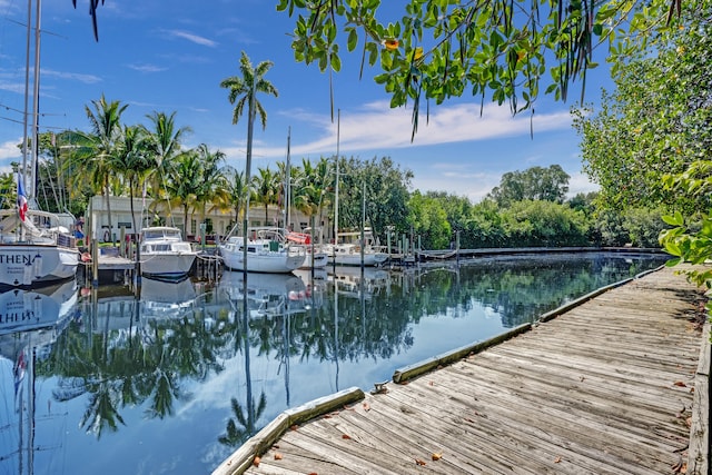 view of dock featuring a water view