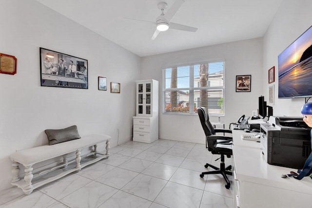 office featuring ceiling fan