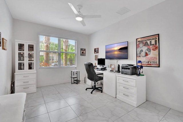 office featuring ceiling fan