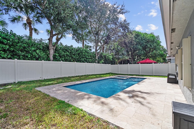 view of swimming pool with a patio