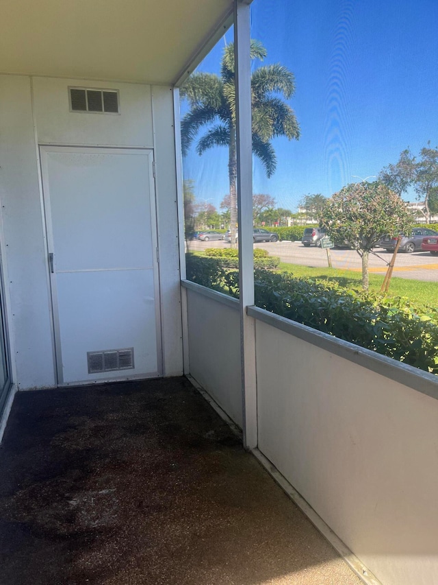 view of unfurnished sunroom