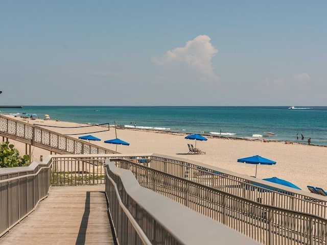 view of water feature featuring a view of the beach