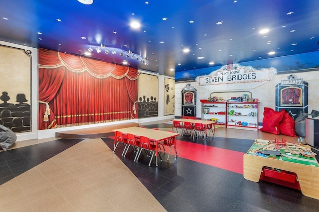 playroom featuring tile patterned flooring