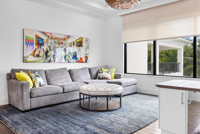 living room with hardwood / wood-style flooring