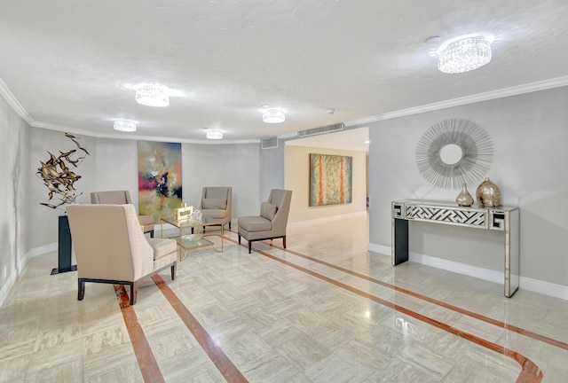 20100 Boca W Dr Unit 125, Boca Raton, FL 33434 - living area featuring baseboards and ornamental molding