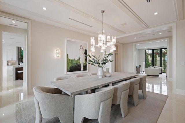 dining area with a notable chandelier