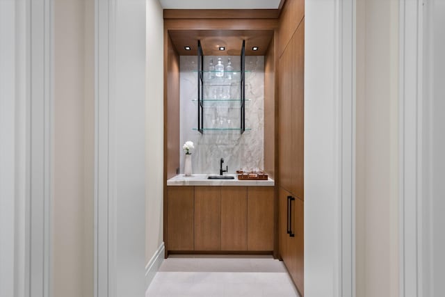 bathroom with vanity and tile patterned floors