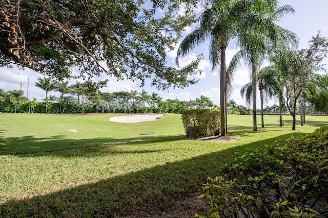 view of property's community with a lawn