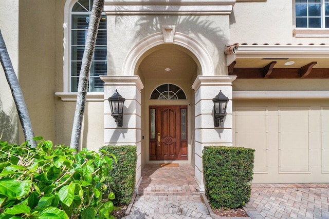 entrance to property with a garage