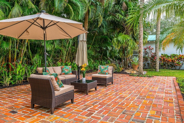 view of patio with an outdoor living space