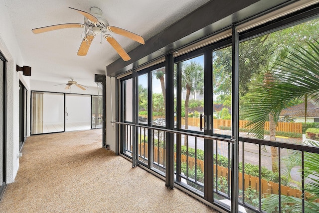 view of unfurnished sunroom