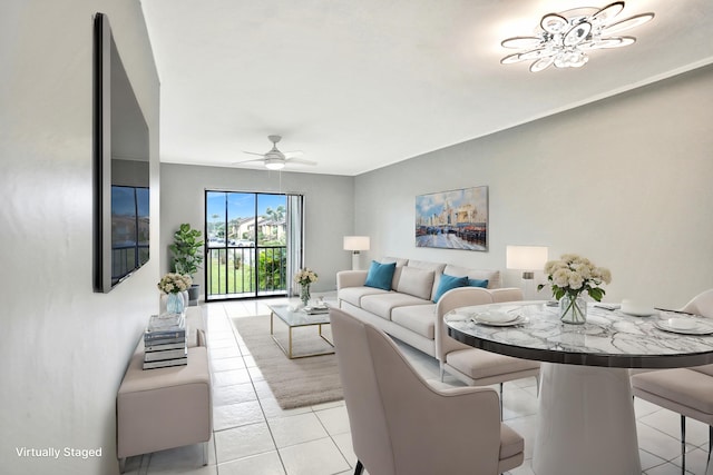 view of tiled living room