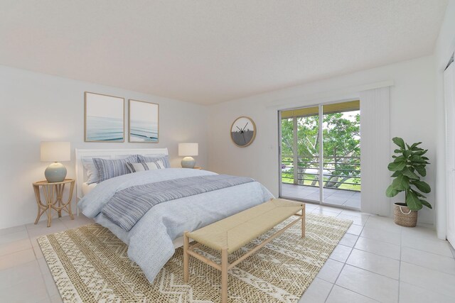 tiled bedroom with access to outside