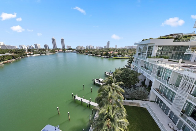 water view with a boat dock