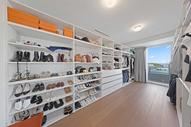 spacious closet with light wood-type flooring