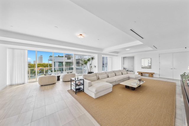 view of tiled living room