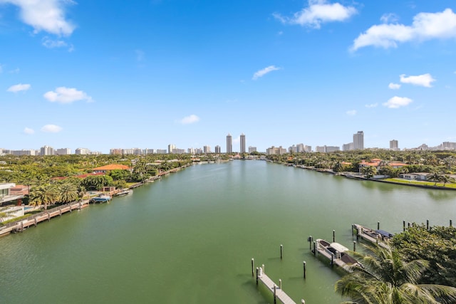 property view of water featuring a dock