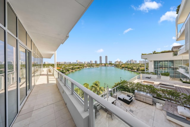 balcony with a water view