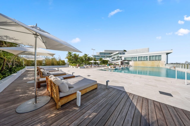 deck featuring a patio area