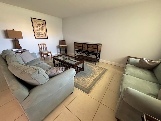 view of tiled living room