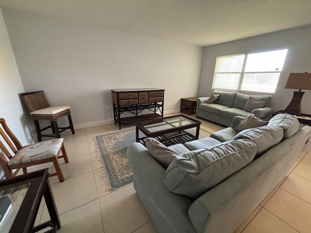 living room featuring light tile patterned floors