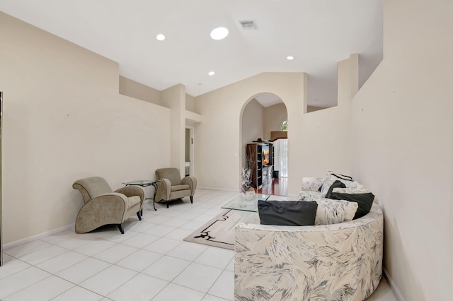 sitting room with light tile patterned flooring