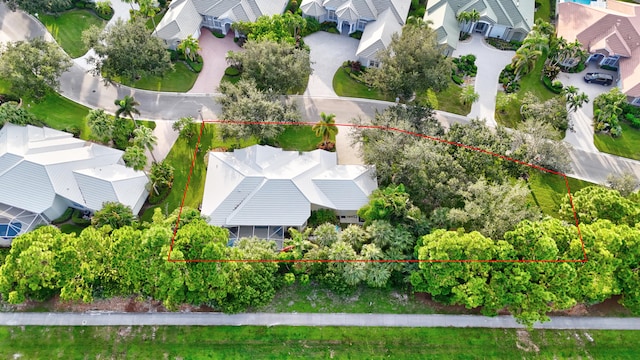 drone / aerial view with a residential view