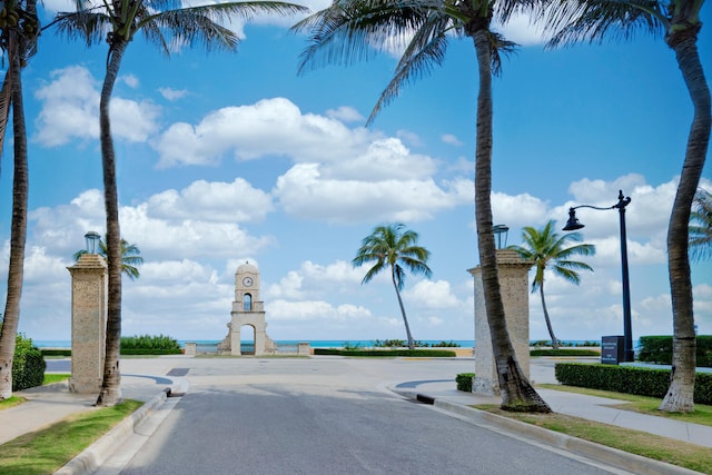 view of road featuring a water view