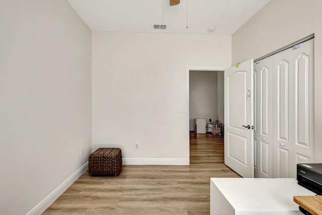 interior space with light hardwood / wood-style floors