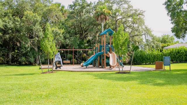 view of playground with a yard