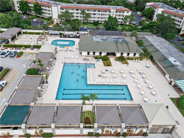 view of swimming pool with a patio