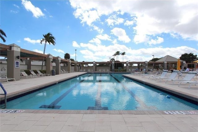 view of pool featuring a patio area