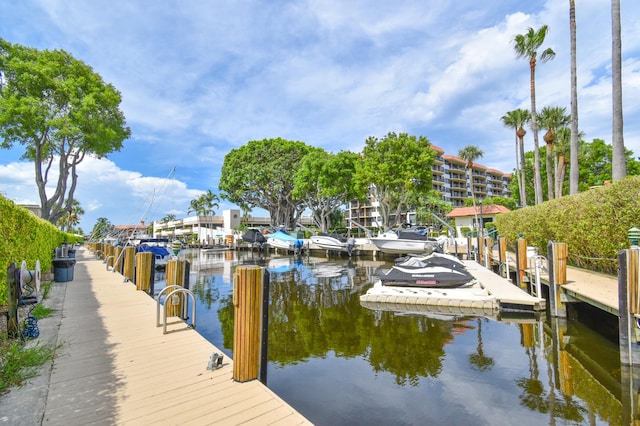 dock area featuring a water view