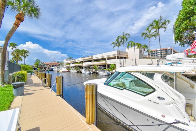 view of dock featuring a water view