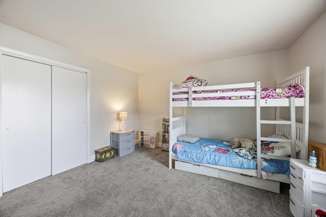 carpeted bedroom with a closet