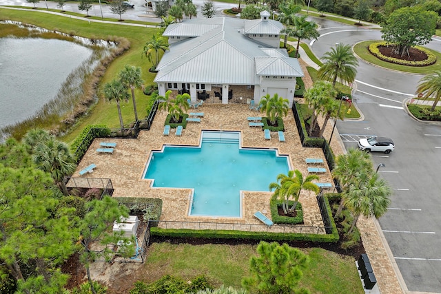 200 SW Pomeroy St, Stuart, FL 34997 - view from above of property with a pool area and a nearby body of water