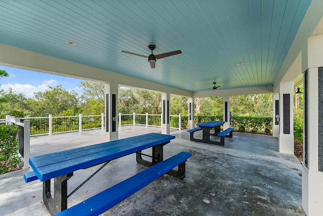 view of patio / terrace featuring ceiling fan