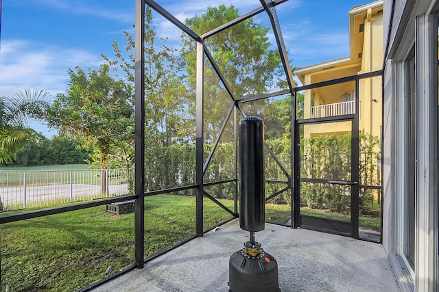 view of unfurnished sunroom