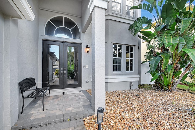 doorway to property featuring french doors