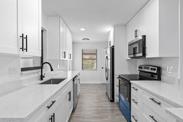 kitchen featuring white cabinetry, sink, and stainless steel appliances